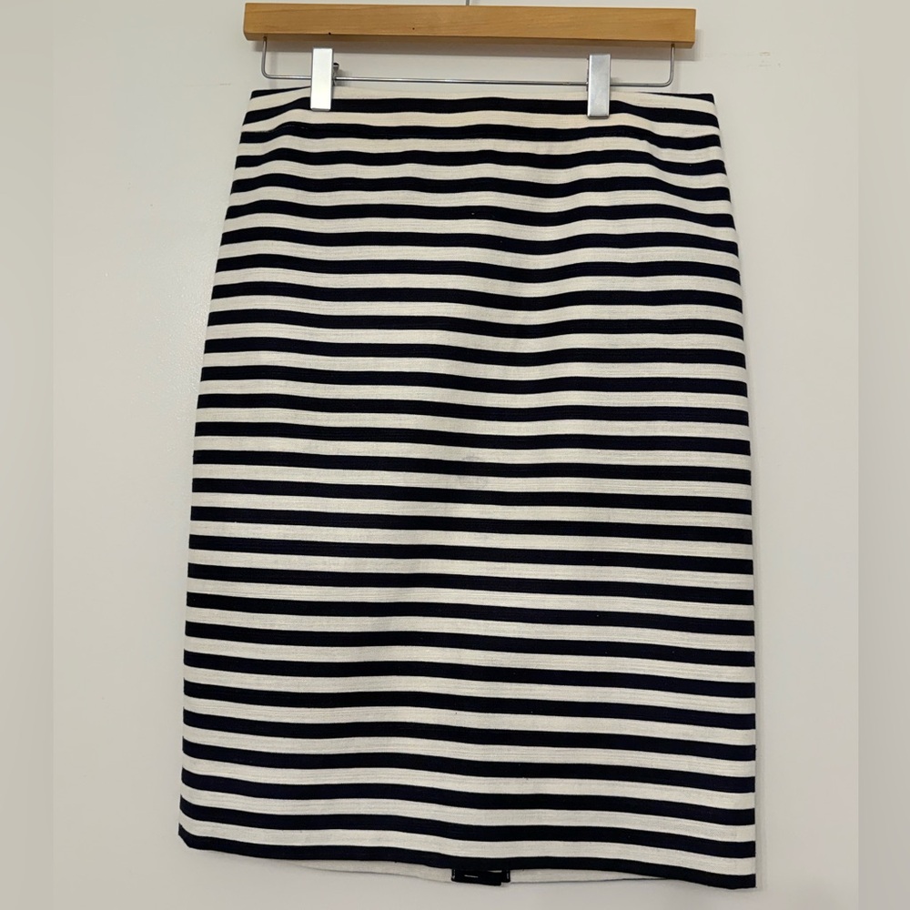 J. Crew women’s pencil Black and White striped skirt.